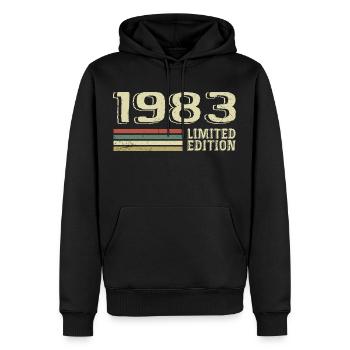 Jahrgang 1983 Geburtstag 1983 Jahrgang 1983 - Männer Premium Bio Hoodie - Schwarz - Vorne - Nico (187cm)