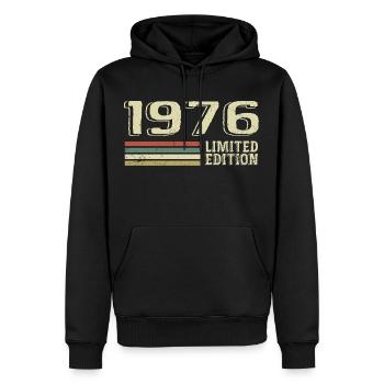 Jahrgang 1976 Geburtstag 1976 Jahrgang 1976 - Männer Premium Bio Hoodie - Schwarz - Vorne - Nico (187cm)