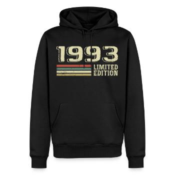 Nées en 1993 anniversaire 1993 Vintage 1993 - Sweat à capuche Premium bio Homme - noir - Devant - Nico (187cm)