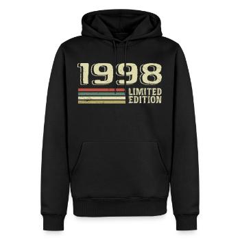 Jahrgang 1998 Geburtstag 1998 Jahrgang 1998 - Männer Premium Bio Hoodie - Schwarz - Vorne - Nico (187cm)