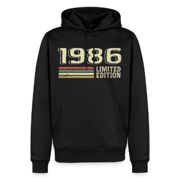 Jahrgang 1986 Geburtstag 1986 Jahrgang 1986 - Männer Premium Bio Hoodie - Schwarz - Vorne - Nico (187cm)