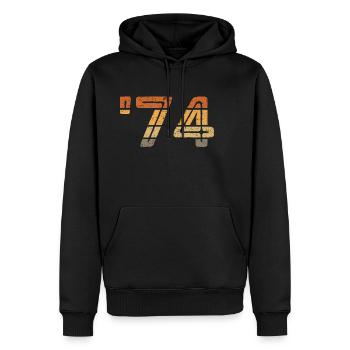 '74 - 1974 - Sweat à capuche Premium bio Homme - noir - Devant - Nico (187cm)