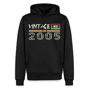 2005 Original 2005 Rétro Cadeau Anniversaire 2005 - Sweat à capuche Premium bio Homme - noir - Devant - Nico (187cm)