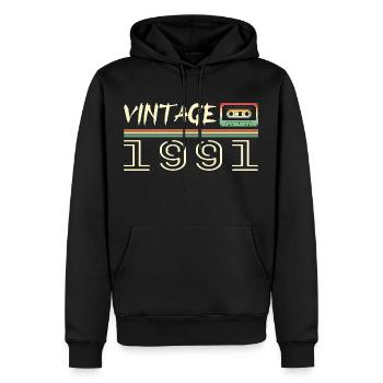 1991 Original 1991 Retro 1991 Geburtstagsgeschenk - Männer Premium Bio Hoodie - Schwarz - Vorne - Nico (187cm)