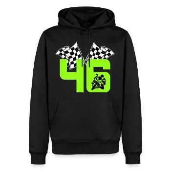 Moto numéro 46 Drapeaux de course Motorsport - Sweat à capuche Premium bio Homme - noir - Devant - Nico (187cm)