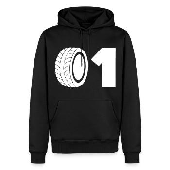 Motorsport Reifen Nummer 01 - Männer Premium Bio Hoodie - Schwarz - Vorne - Nico (187cm)