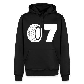 Motorsport Reifen Nummer 07 - Männer Premium Bio Hoodie - Schwarz - Vorne - Nico (187cm)