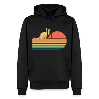 Chat Bleu Russe Rétro Vintage - Sweat à capuche Premium bio Homme - noir - Devant - Nico (187cm)