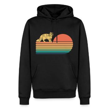 American Curl Cat Retro Vintage - Sweat à capuche Premium bio Homme - noir - Devant - Nico (187cm)