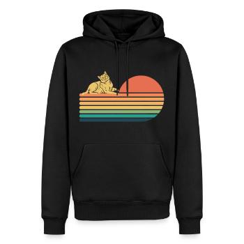 Bombay Cat Retro Vintage - Sweat à capuche Premium bio Homme - noir - Devant - Nico (187cm)