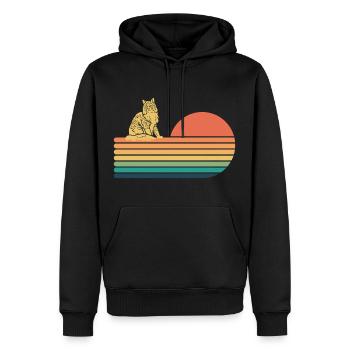 Maine Coon Katze Retro Vintage - Männer Premium Bio Hoodie - Schwarz - Vorne - Nico (187cm)