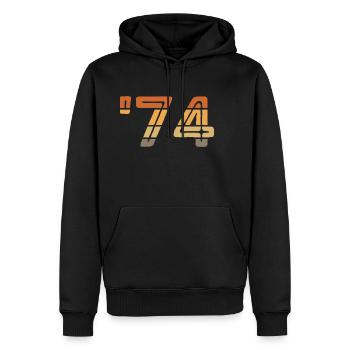 Année 1974 - '74 - Sweat à capuche Premium bio Homme - noir - Devant - Nico (187cm)