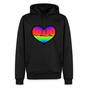 rainbowheart "rien que toi" - Sweat à capuche Premium bio Homme - noir - Devant - Nico (187cm)