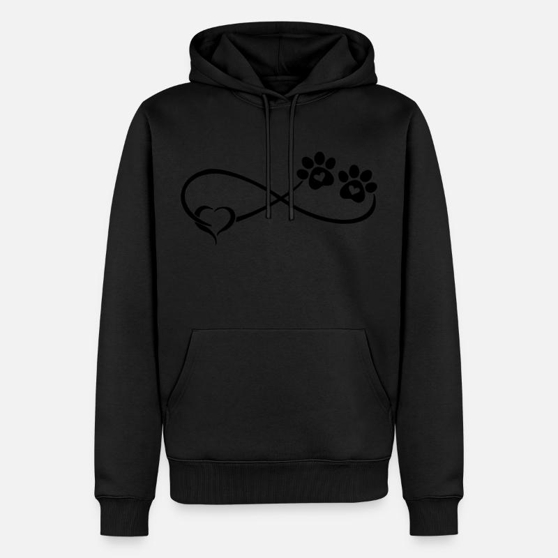 Hundepfote mit Herz - Männer Premium Bio Hoodie - Schwarz