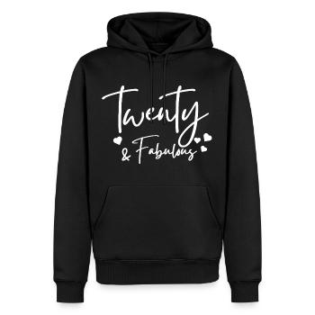 zwanzig fabelhaft - Männer Premium Bio Hoodie - Schwarz - Vorne - Nico (187cm)