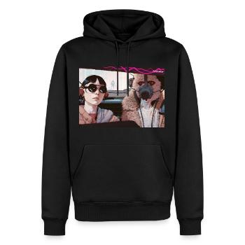 Zwei Fremde im Auto - Männer Premium Bio Hoodie - Schwarz - Vorne - Nico (187cm)