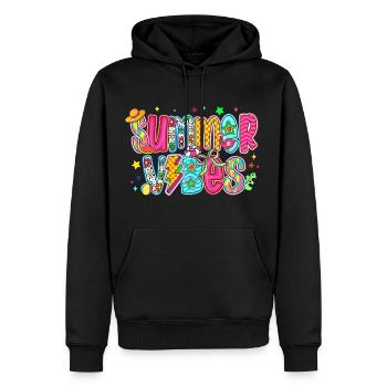 Ambiance estivale - Sweat à capuche Premium bio Homme - noir - Devant - Nico (187cm)