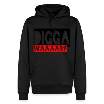 Digga waaas? - Männer Premium Bio Hoodie - Schwarz - Vorne - Nico (187cm)