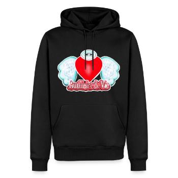 Auxiliaire de Vie Cœur d'Ange - Sweat à capuche Premium bio Homme - noir - Devant - Nico (187cm)