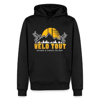 Vélo tout terrain à travers les bois - Sweat à capuche Premium bio Homme - noir - Devant - Nico (187cm)