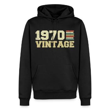 1970 Geburtstagsgeschenk 1970 Vintage 1970er Jahre Geschenk - Männer Premium Bio Hoodie - Schwarz - Vorne - Nico (187cm)