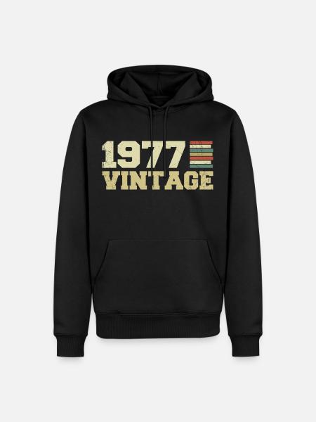 Cadeau 1977 Cadeau Anniversaire 1977 Vintage 1977 - Sweat à capuche Premium bio Homme - noir