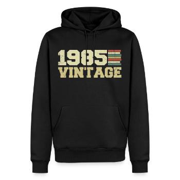 1985 Geburtstagsgeschenk 1985 Jahrgang 1985 Geschenk - Männer Premium Bio Hoodie - Schwarz - Vorne - Nico (187cm)