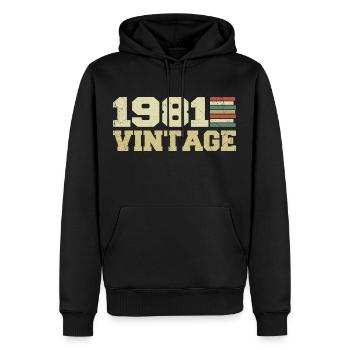 1981 Geburtstagsgeschenk 1981 Jahrgang 1981 Geschenk - Männer Premium Bio Hoodie - Schwarz - Vorne - Nico (187cm)