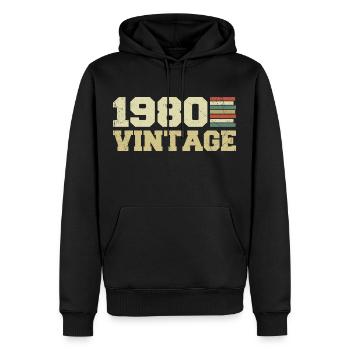 1980 Geburtstagsgeschenk 1980 Vintage 1980er Jahre Geschenk - Männer Premium Bio Hoodie - Schwarz - Vorne - Nico (187cm)