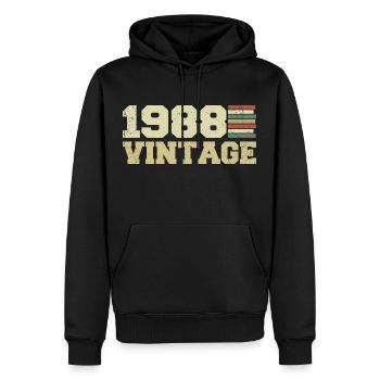 1988 Geburtstagsgeschenk 1988 Jahrgang 1988 Geschenk - Männer Premium Bio Hoodie - Schwarz - Vorne - Nico (187cm)
