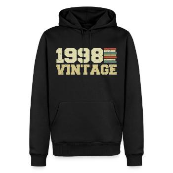 1998 Geburtstagsgeschenk 1998 Jahrgang 1998 Geschenk - Männer Premium Bio Hoodie - Schwarz - Vorne - Nico (187cm)