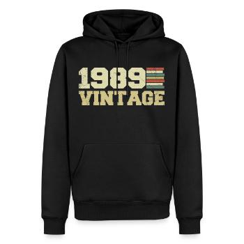 1989 Geburtstagsgeschenk 1989 Jahrgang 1989 Geschenk - Männer Premium Bio Hoodie - Schwarz - Vorne - Nico (187cm)