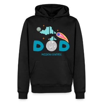 Extra Space papa anniversaire tee Shirt-premier voyage. - Sweat à capuche Premium bio Homme - noir - Devant - Nico (187cm)