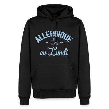 Allergique au Lundi - Sweat à capuche Premium bio Homme - noir - Devant - Nico (187cm)