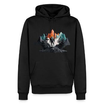 OUTDOOR BERGE WANDERN WANDERER - Männer Premium Bio Hoodie - Schwarz - Vorne - Nico (187cm)