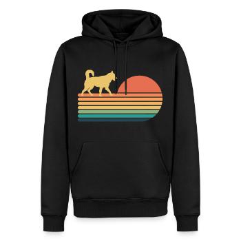 Husky Hund Retro Vintage Husky Liebhaber - Männer Premium Bio Hoodie - Schwarz - Vorne - Nico (187cm)
