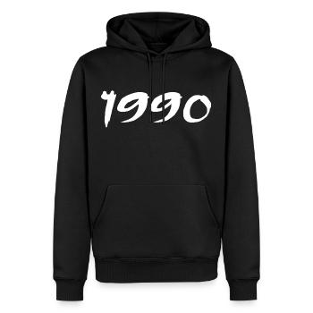1990 Geschenk 35 Jahre 1990 Retro 1990 - Männer Premium Bio Hoodie - Schwarz - Vorne - Nico (187cm)