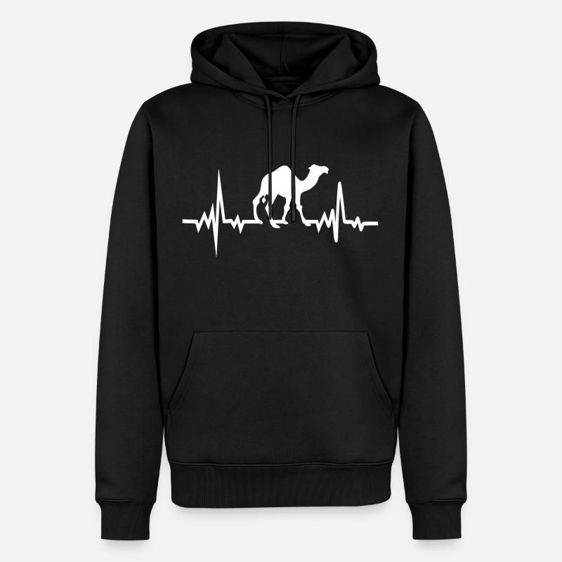 Battement de Coeur Chameau Dromadaire Camel - Sweat à capuche Premium bio Homme - noir