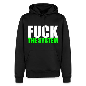 Fuck The System - Men’s Premium Organic Hoodie - black - Front - Nico (187cm)