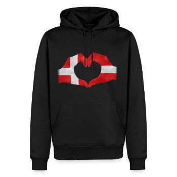 Touchez coeur Danemark drapeau 010 modèles ronds - Sweat à capuche Premium bio Homme - noir - Devant - Nico (187cm)