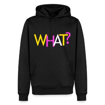 Was? - Männer Premium Bio Hoodie - Schwarz - Vorne - Nico (187cm)