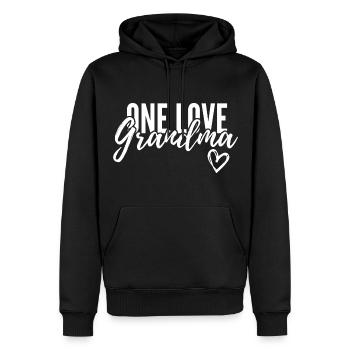 EINE LIEBE OMA. OMA GESCHENK. - Männer Premium Bio Hoodie - Schwarz - Vorne - Nico (187cm)
