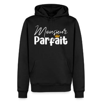 Monsieur Parfait cadeau humoristique homme parfait - Sweat à capuche Premium bio Homme - noir - Devant - Nico (187cm)