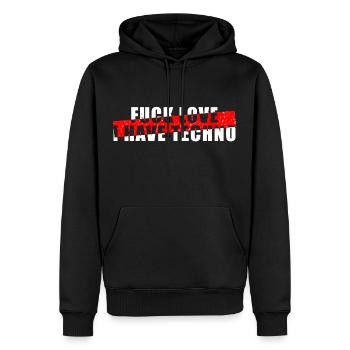Fuck Love I Have Techno - Raver - Männer Premium Bio Hoodie - Schwarz - Vorne - Nico (187cm)