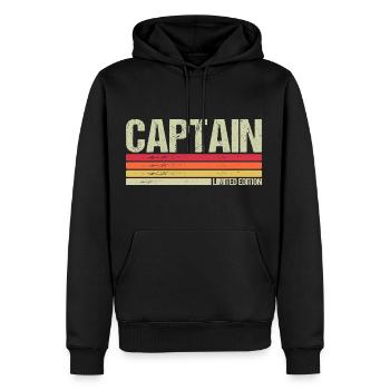 Captain - Männer Premium Bio Hoodie - Schwarz - Vorne - Nico (187cm)