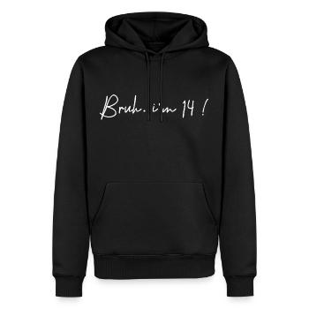 Bruh i'm 14 - funny 14th Birthday Party - Sweat à capuche Premium bio Homme - noir - Devant - Nico (187cm)