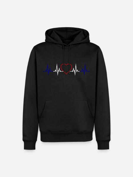 Herzschlag Frankreich - Männer Premium Bio Hoodie - Schwarz