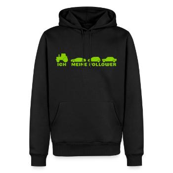 Ich, meine Follower Traktor Autos Landwirt Bauer - Männer Premium Bio Hoodie - Schwarz - Vorne - Nico (187cm)