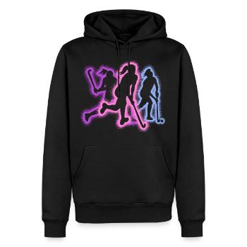 Hockeyspieler Silhouetten Mädchen Feldhockey - Männer Premium Bio Hoodie - Schwarz - Vorne - Nico (187cm)