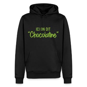 Ici On Dit Chocolatine - Sweat à capuche Premium bio Homme - noir - Devant - Nico (187cm)